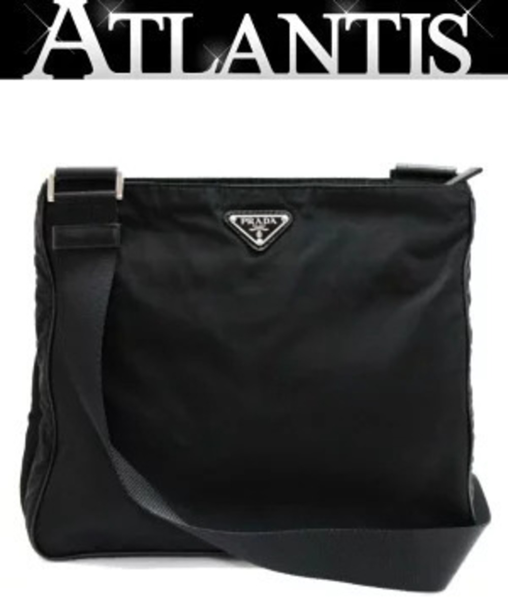 Prada Triangle Shoulder Bag Back Pocket Black
